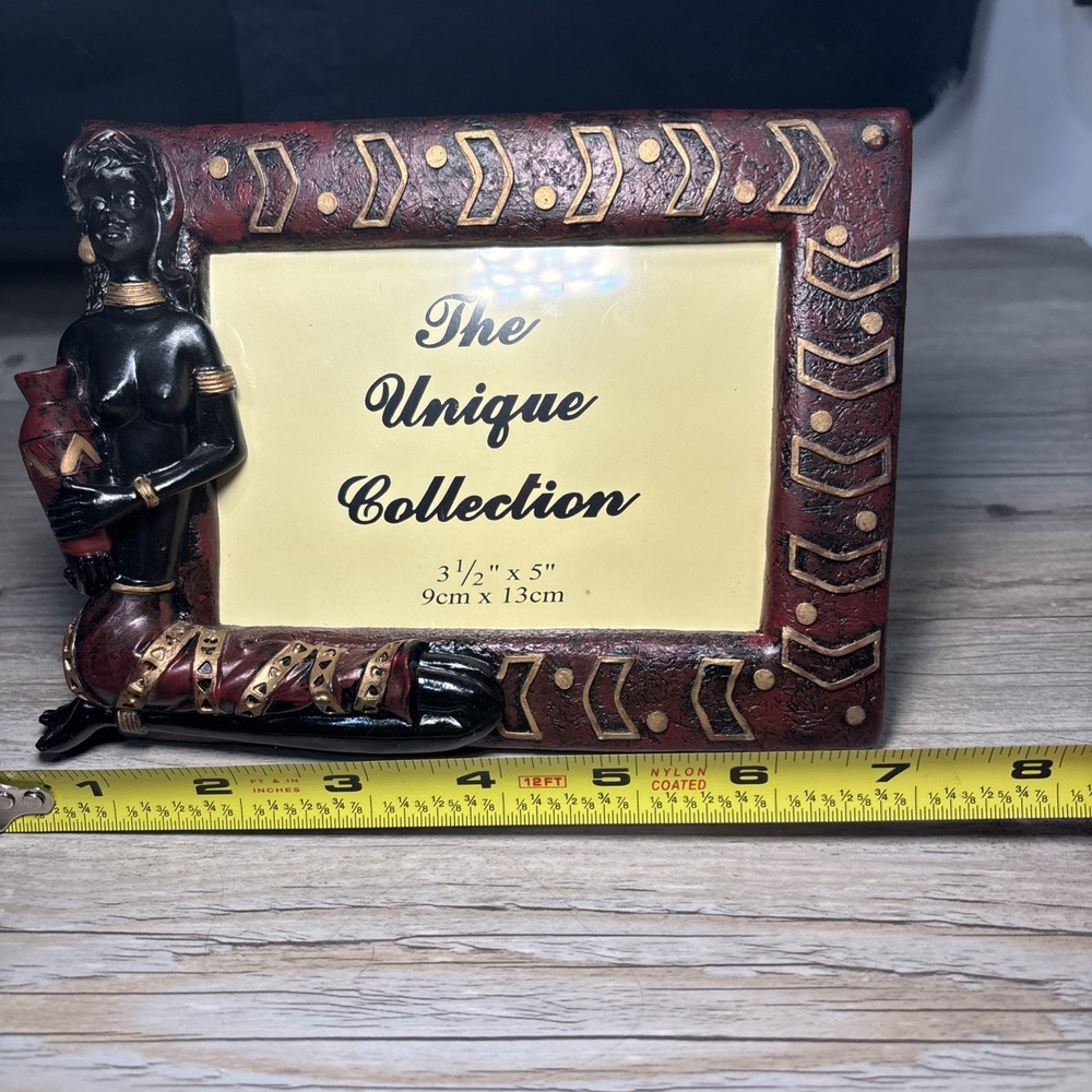 Vintage 3D blackamoor style picture frame 3.5 x 5 red Gold topless Unique - Picture 8 of 9